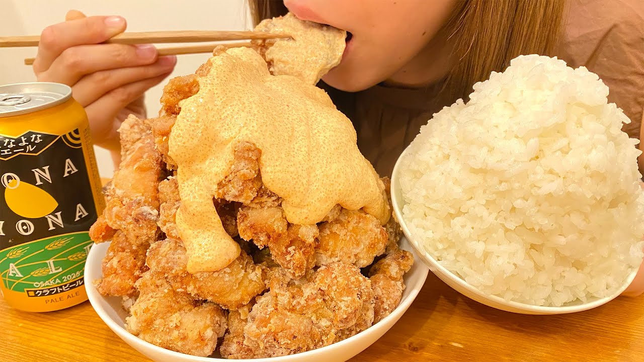 【嬉しいご報告】明太マヨ唐揚げを爆食いする晩ごはん【飯テロ】