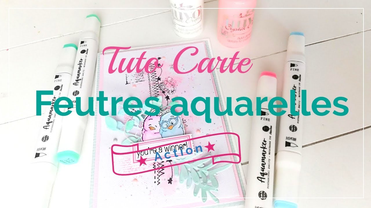 tuto carte feutres aquarelle de chez Action