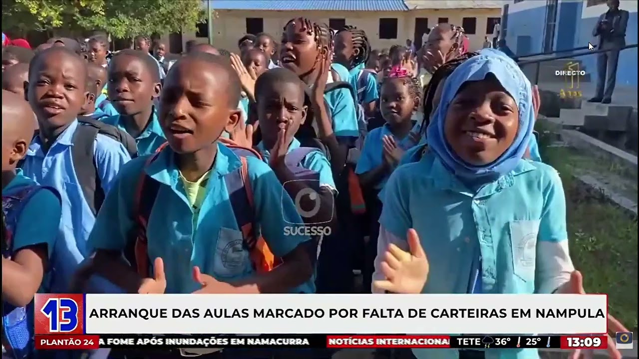 ALUNOS E DIRIGENTES DO SECTOR DA EDUCAÇÃO SENTAM-SE NO CHÃO PARA ASSISTIR AULAS EM NAMPULA