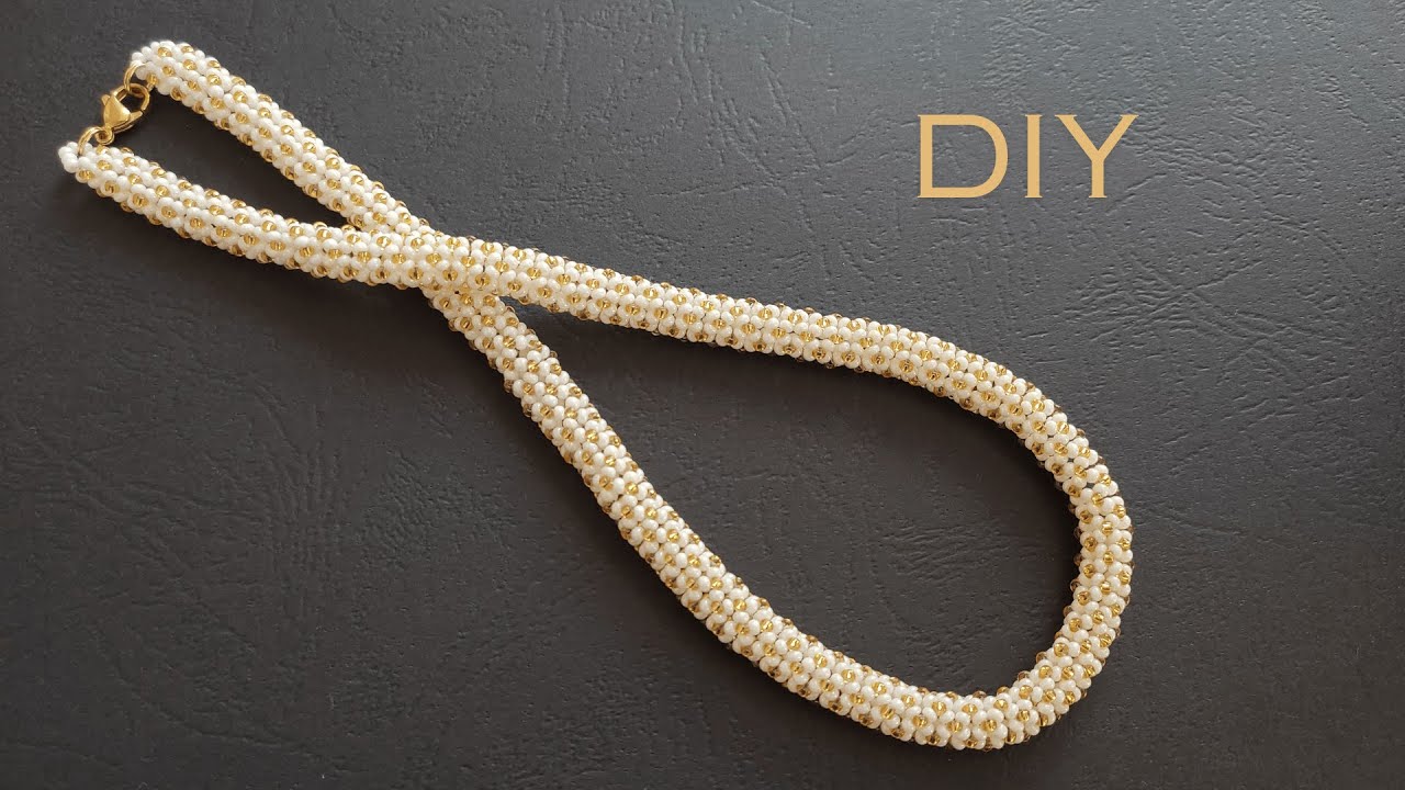 Seed Bead Necklace / Bracelet Tutorial, White Gold Necklace DIY, How to Make Beaded Rope Necklace
