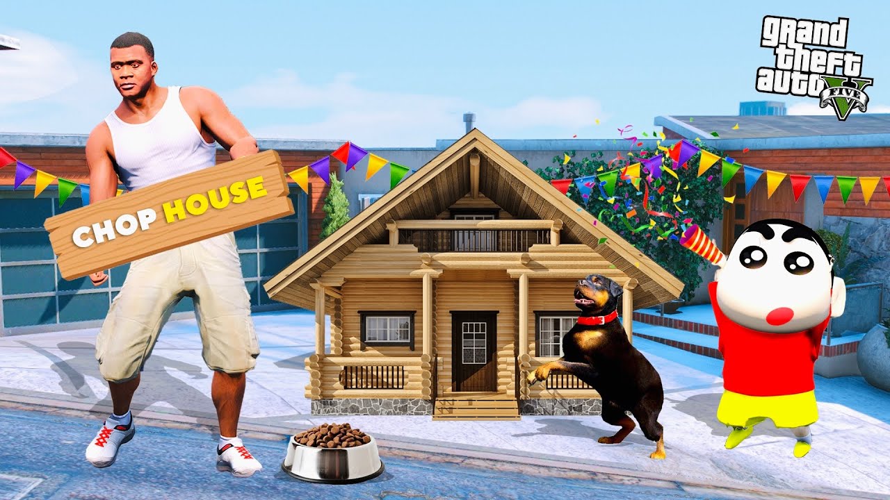 Shinchan & Franklin Build a Luxury House for Chop in GTA 5! 🏠🐶