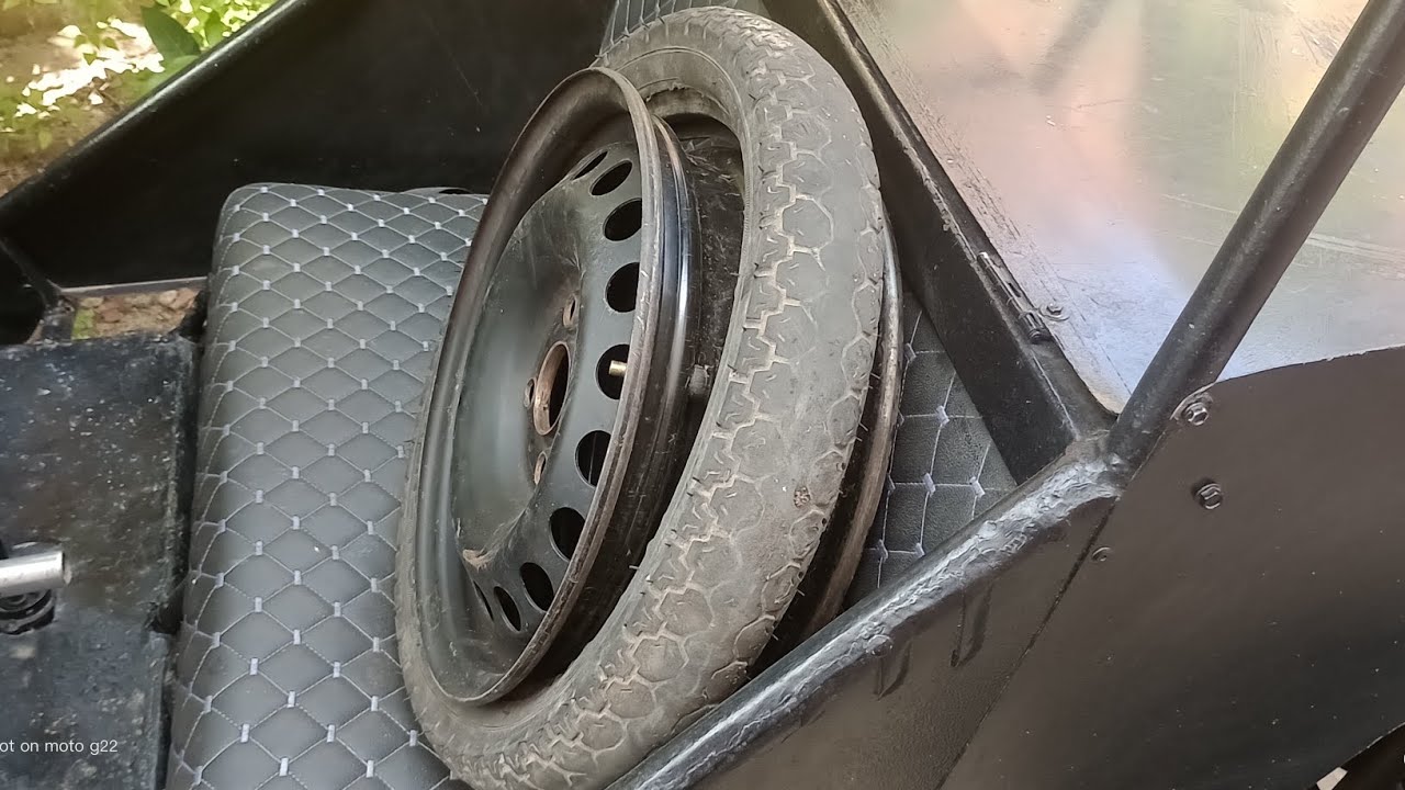 modificação,roda de carro em pneu de moto,estepe fino.retifica.