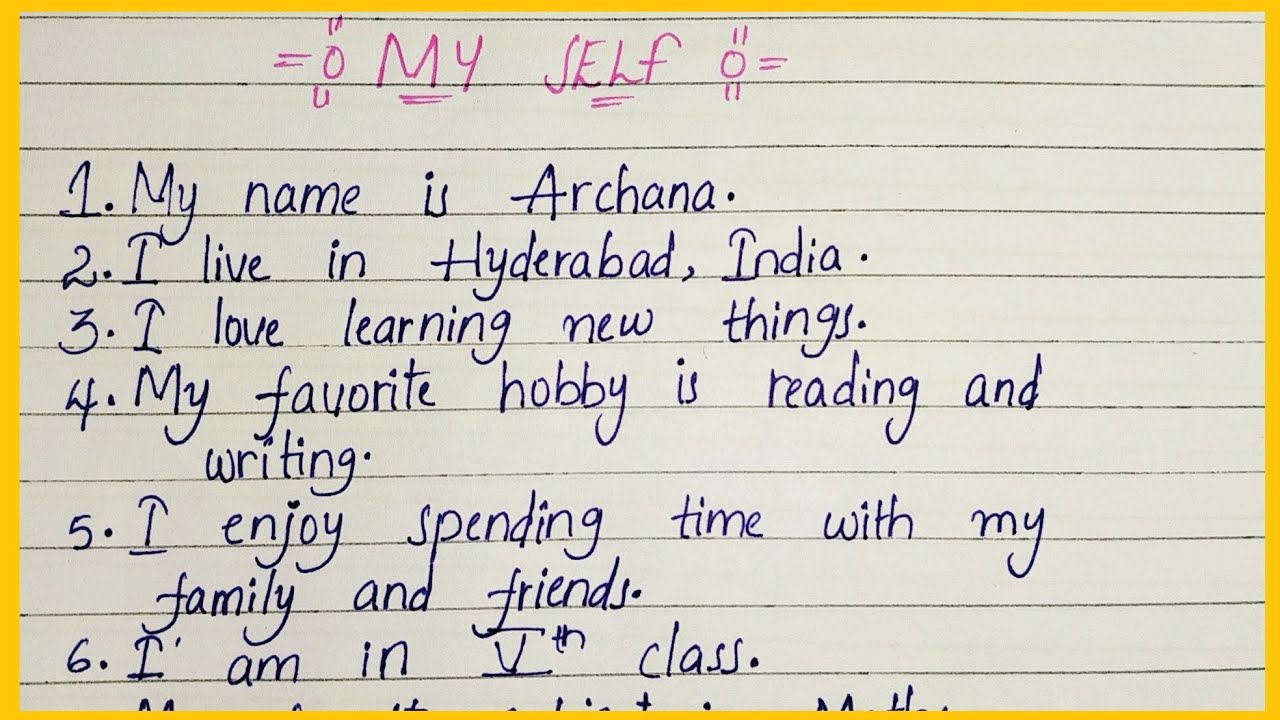 10 LINES ON MYSELF || ESSAY ON MY SELF || EASY LINES FOR KIDS IN ENGLISH || ENGLISH 