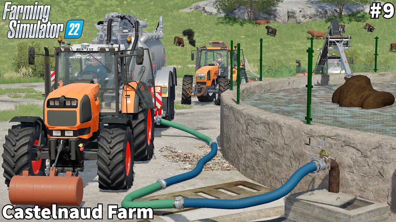 Spreading Slurry Using Manure System, Collecting Straw Bales  │Castelnaud│FS 22│Timelapse#9