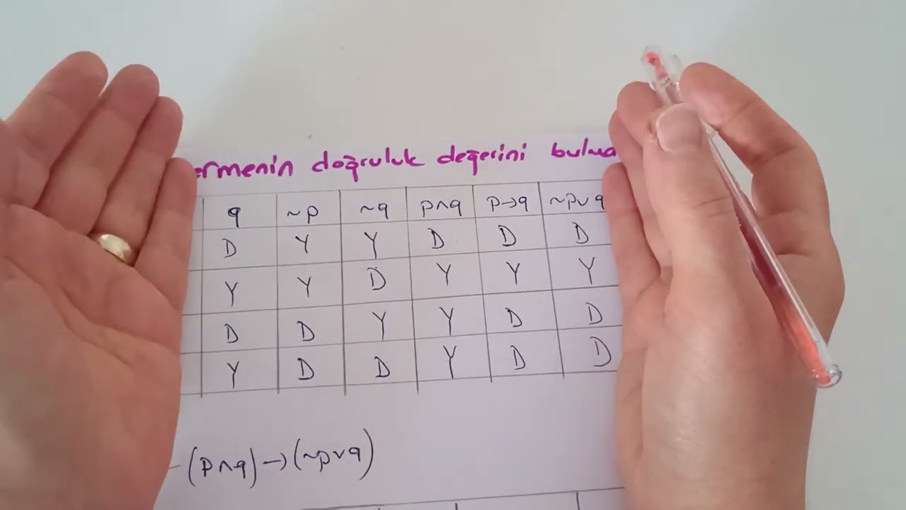 sembolik mantık önermelerin doğruluk değeri bulma