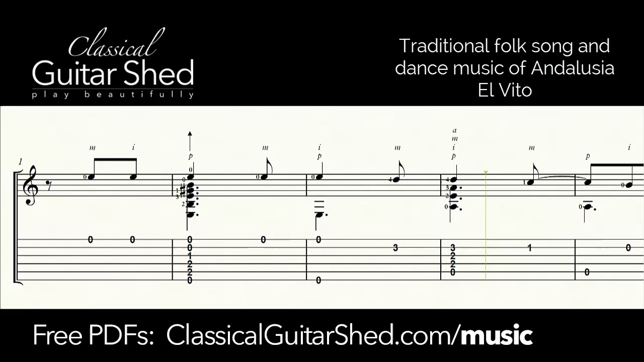 El Vito: Traditional Spanish Music - Free Classical Guitar Sheet Music