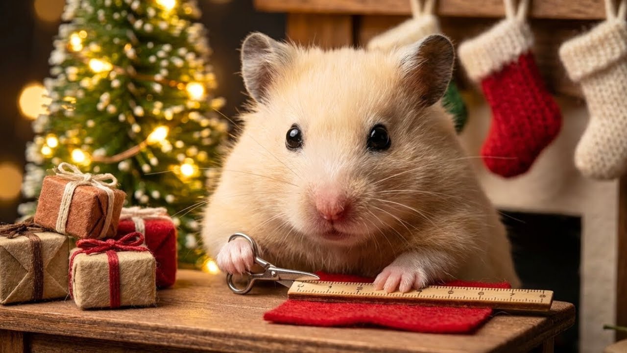 Mama Hamster Christmas DIY 🎄🛠️: Gift Boxes 🎁 & Tiny Tree 🎄 for Baby Hamster at Home 🏠🐹