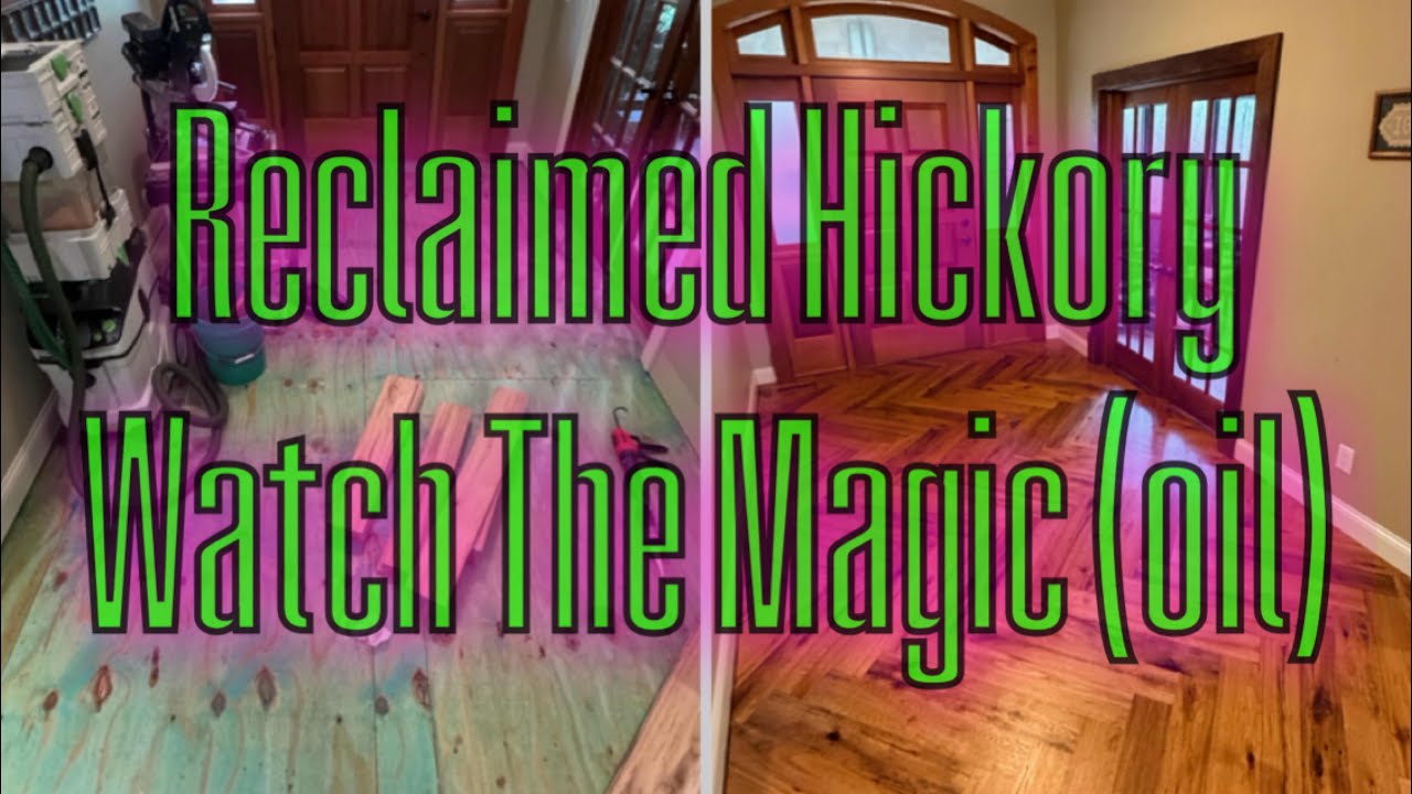 Pro Applying Hard Wax Penetrating Oil Finish To Reclaimed Hickory Herringbone Hardwood Floor 