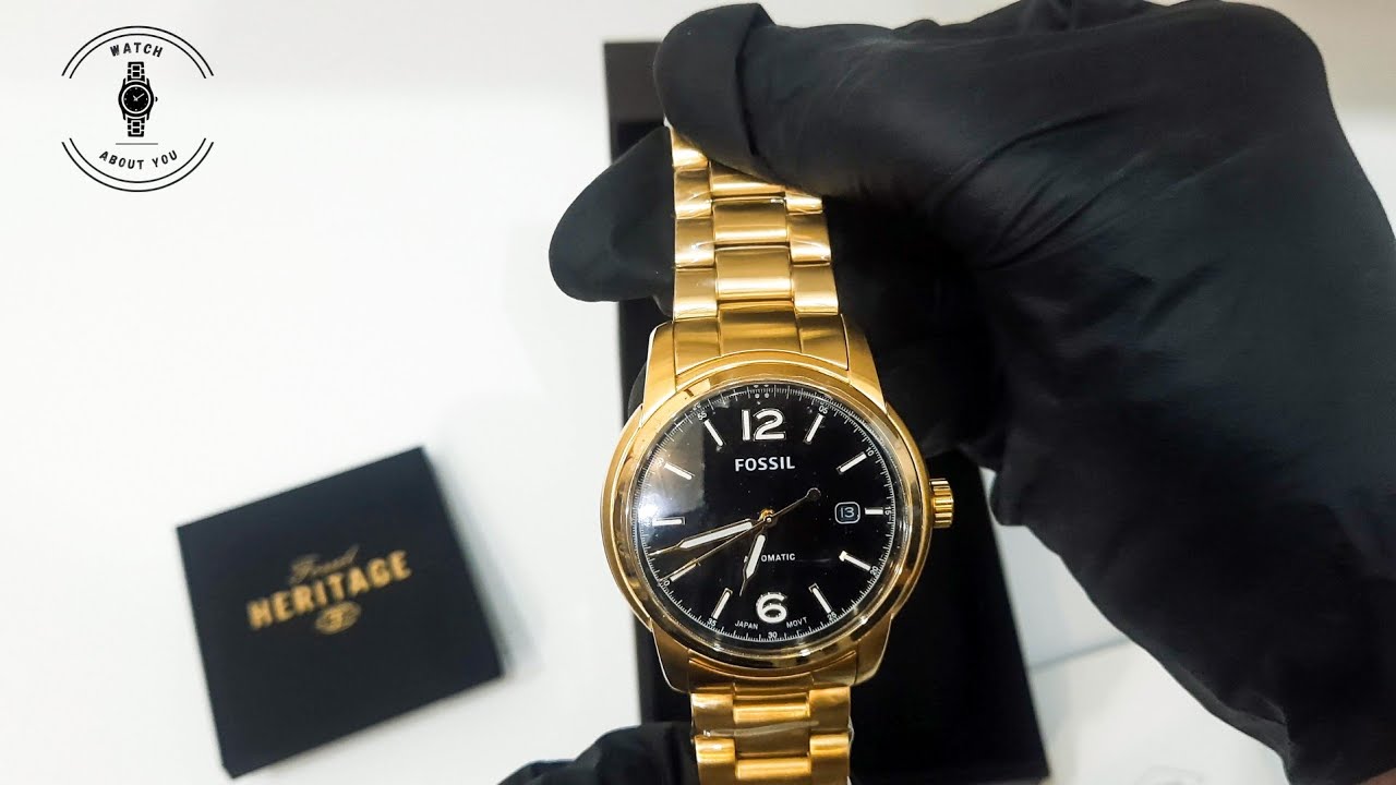 FOSSIL WATCH HERITAGE AUTOMATIC GOLD STAINLESS STEEL ME3232 | UNBOXING