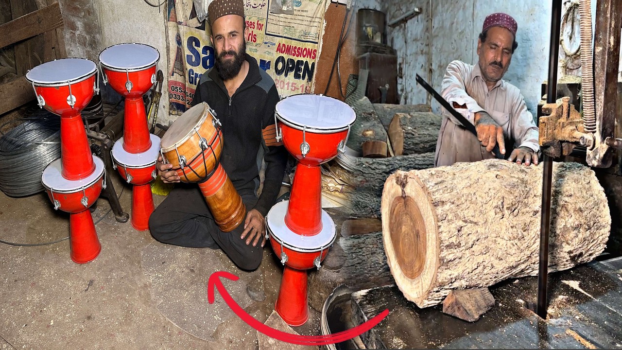 Incredible! Process of Making Wooden Arabic Goblet (Darbuka) Drum With Lathe Machine || How to Make