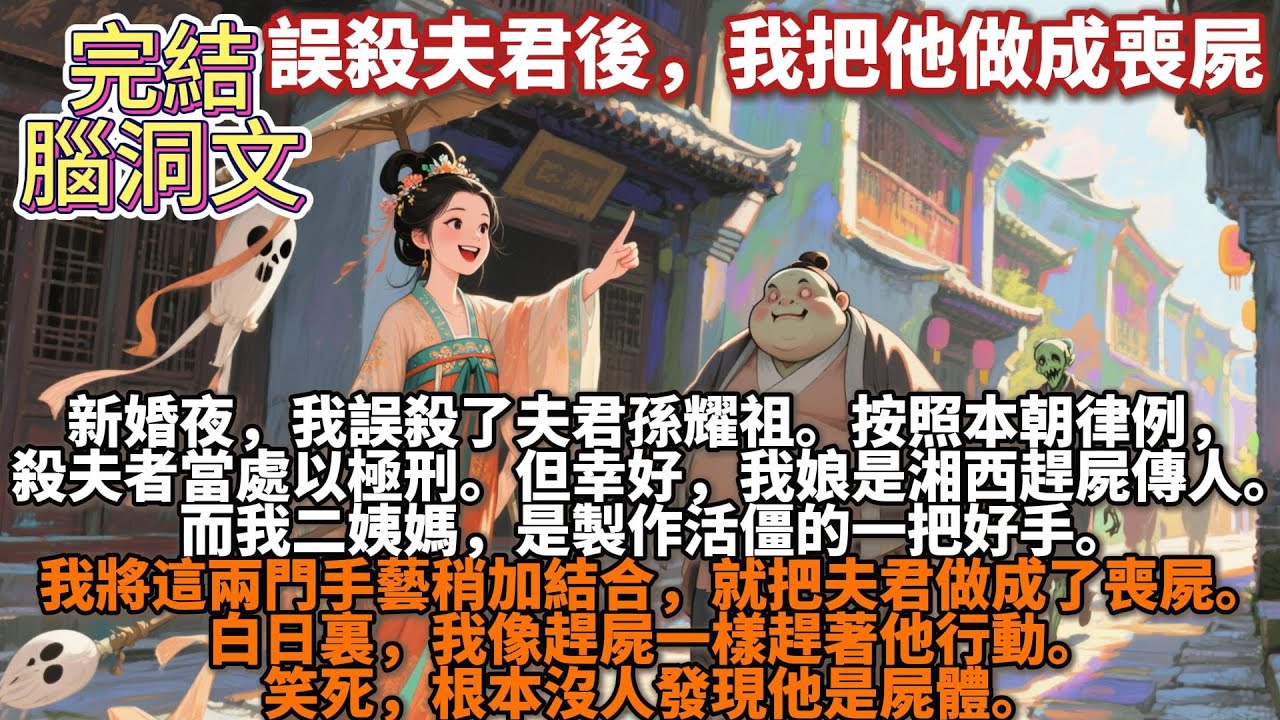 完結沙雕腦洞文：誤殺夫君後，我把他做成喪屍。按照本朝律例，殺夫者當處以極刑。但幸好，我娘是湘西趕屍傳人。而我二姨媽，是製作活僵的一把好手。我將這兩門手藝稍加結合，就把夫君做成了喪屍。