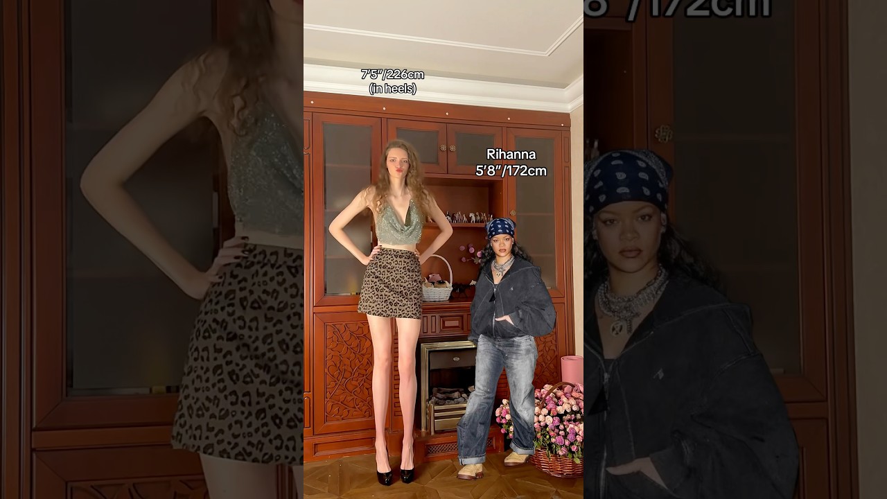 Rihanna height comparison #fyp #trending #tallgirl #giant #height #heels #legs #skirt #rihanna #cute
