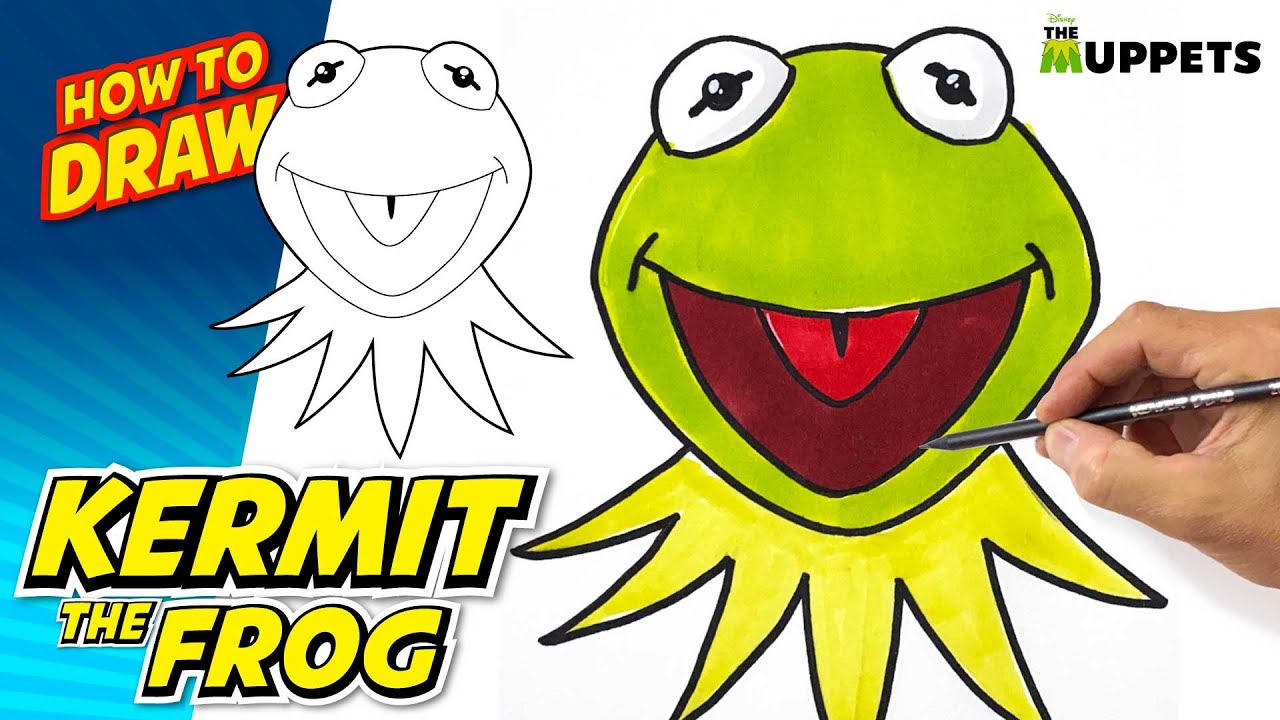 How to Draw KERMIT the FROG's HEAD | Easy Beginner Steps