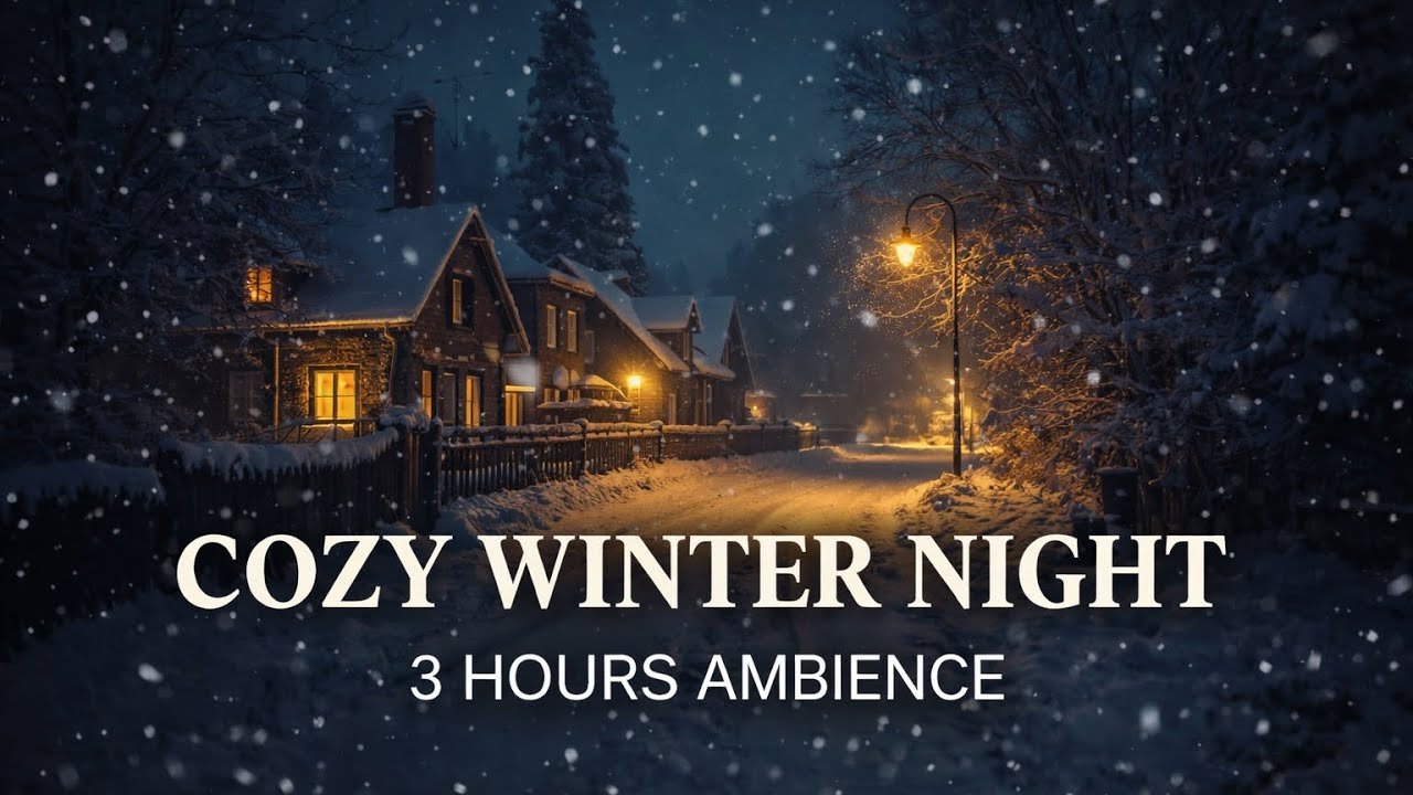 Cozy Snowy Village Night ❄️ | 3 Hours of Winter Ambience for Sleep & Relaxation 