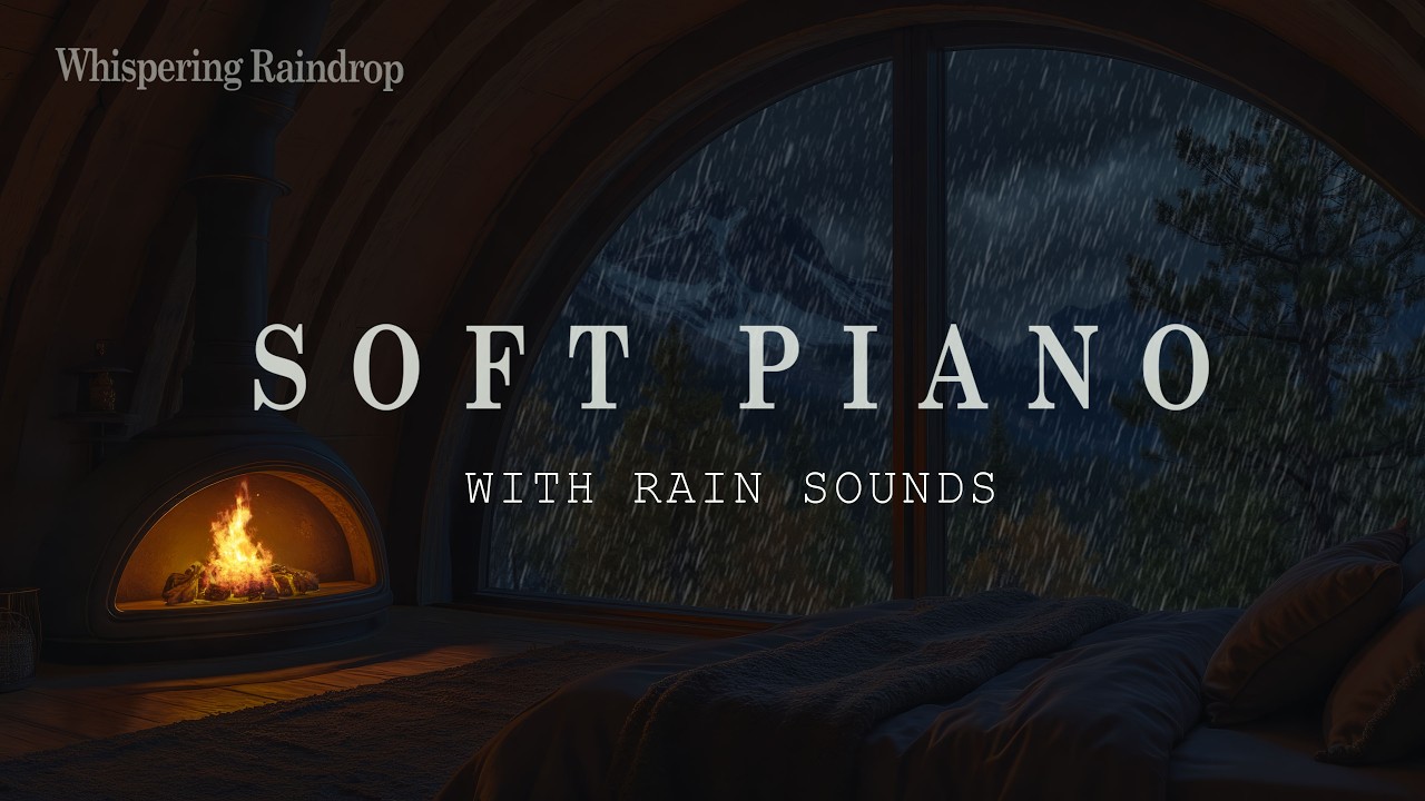 Window Rain Sounds with Soft Piano at Night 🌧️ Raindrops Outside the Forest and Warm Bedroom