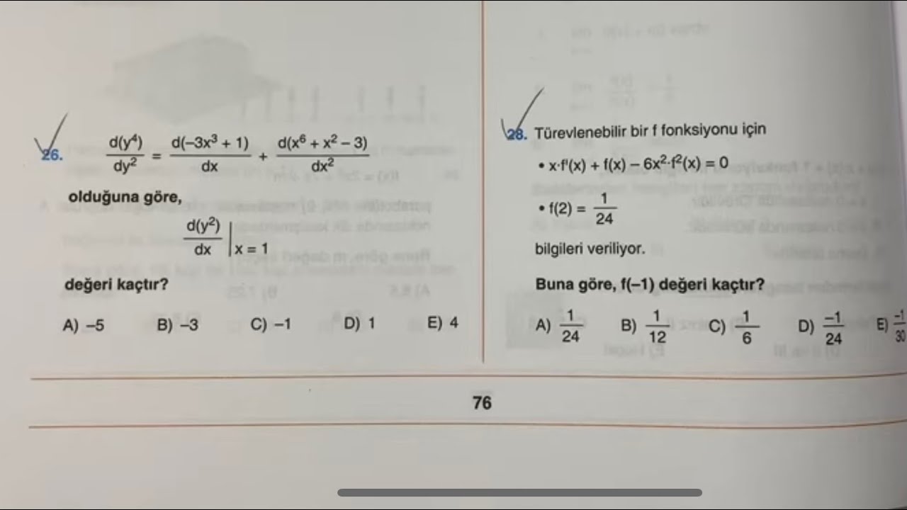 FARKLI BAKIŞ AÇISI KATACAK 2 türev sorusu Barış Çelenk 👍🏻