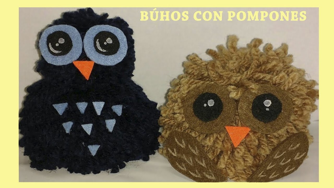 Búho de peluche con pompones