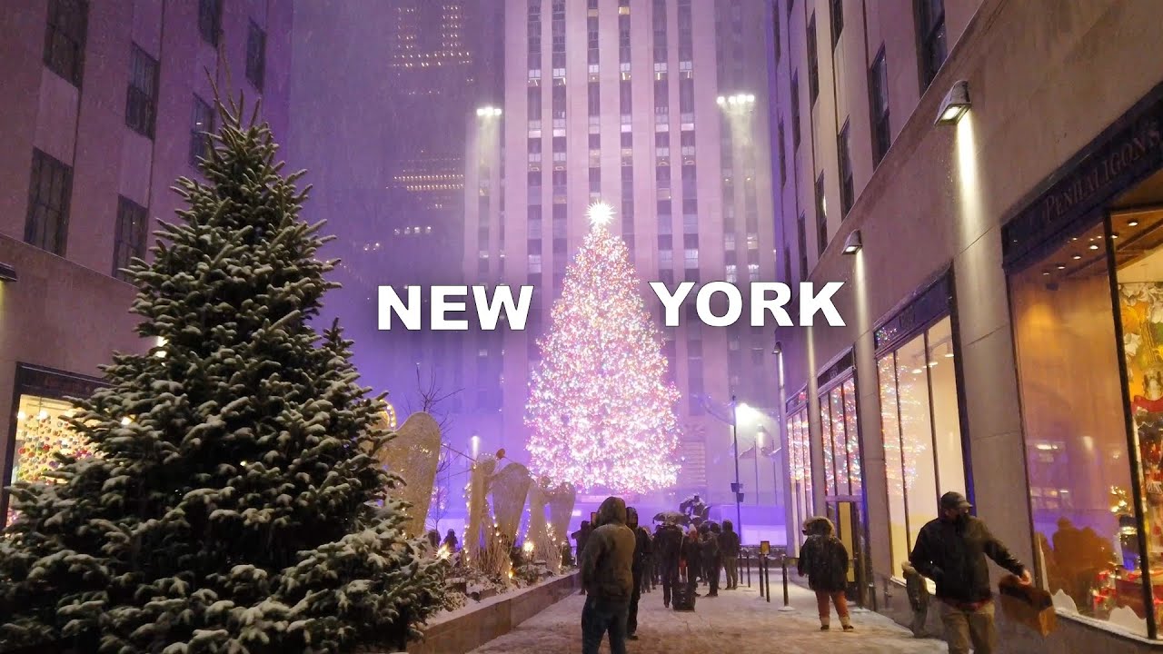 NYC Snowstorm Walk 4K NYC White Christmas ✨ Times Square, Rockefeller Center, Saks Light Show