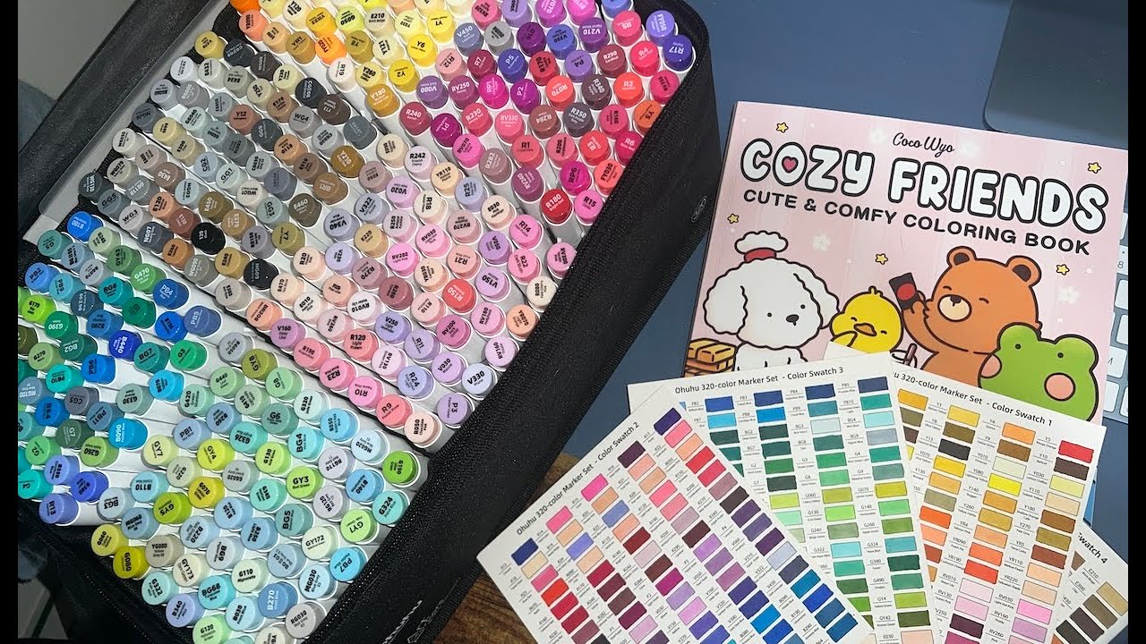 ASMR Cozy Friends Coloring Book by Coco Wyo🐊💅 // Ohuhu Markers // Sounds for Sleep & Relaxation