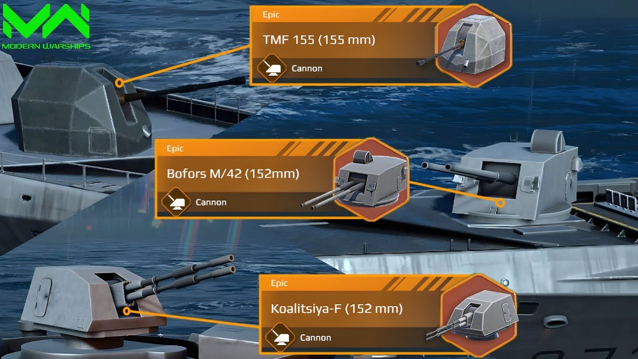 Bofors M/42 (152mm) VS TMF 155mm VS Koalitasiya-F (152mm) | Cannon Comparison | Modern Warships