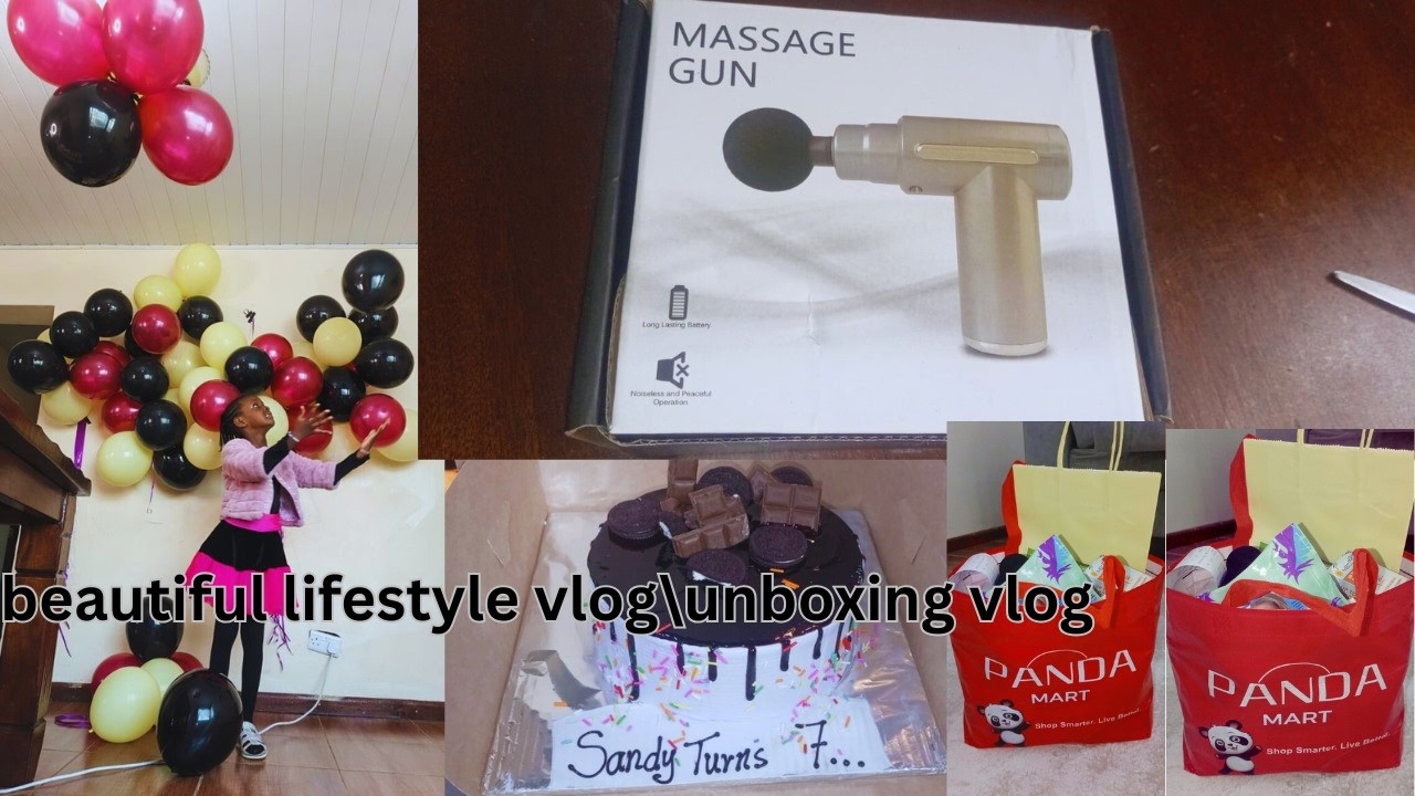 beautiful lifestyle vlog/unboxing massage gun/panda mat Haul/Sandy turns 7yrs/unboxing vlog
