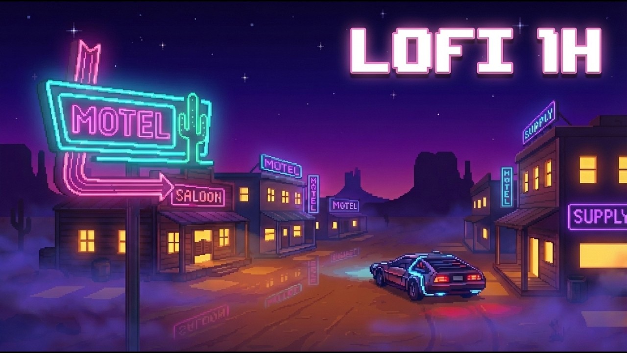 1 Hour of Calm LoFi Beats | Pixel Desert Night Drive for Study, Relax & Sleep