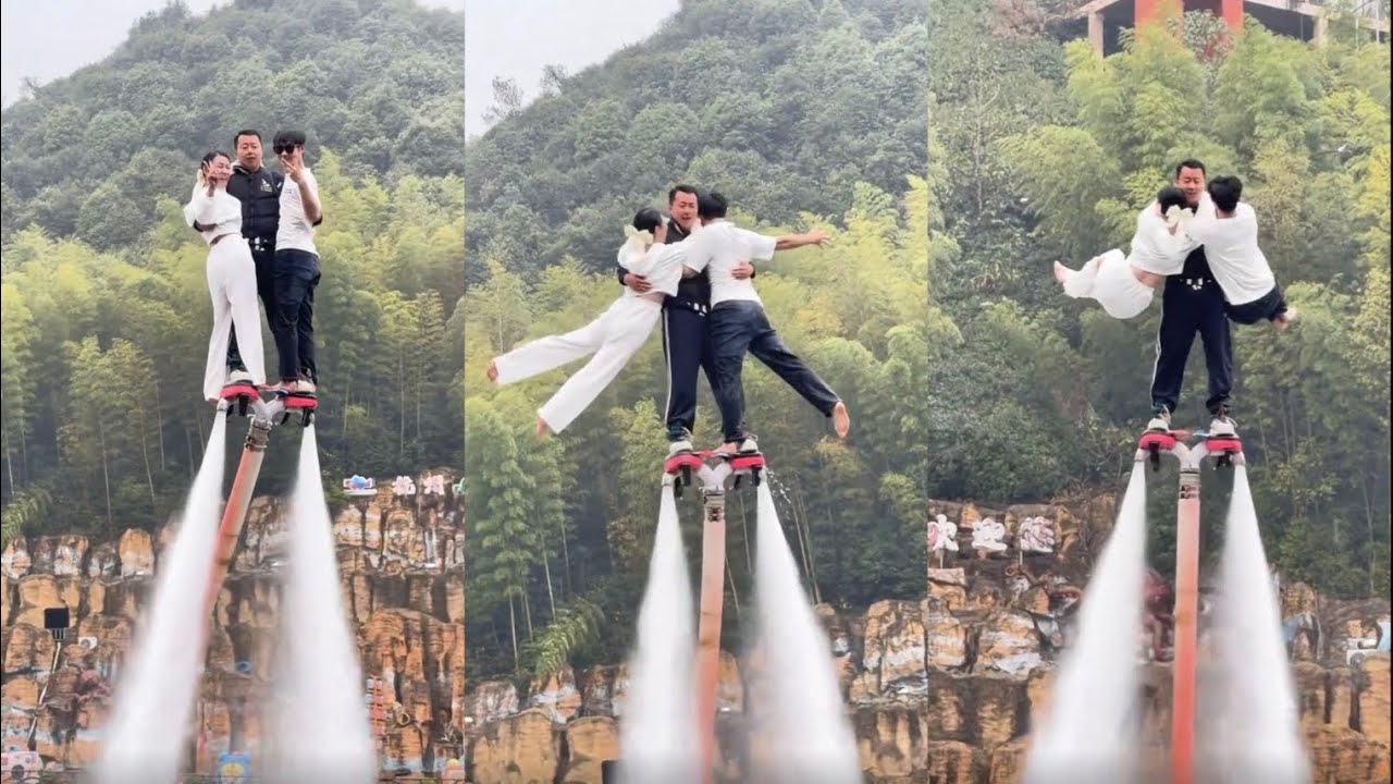 Flyboard ride is romantic💃They enjoying fly on water!#flyboard #romantic #outdoors  #extremesports 