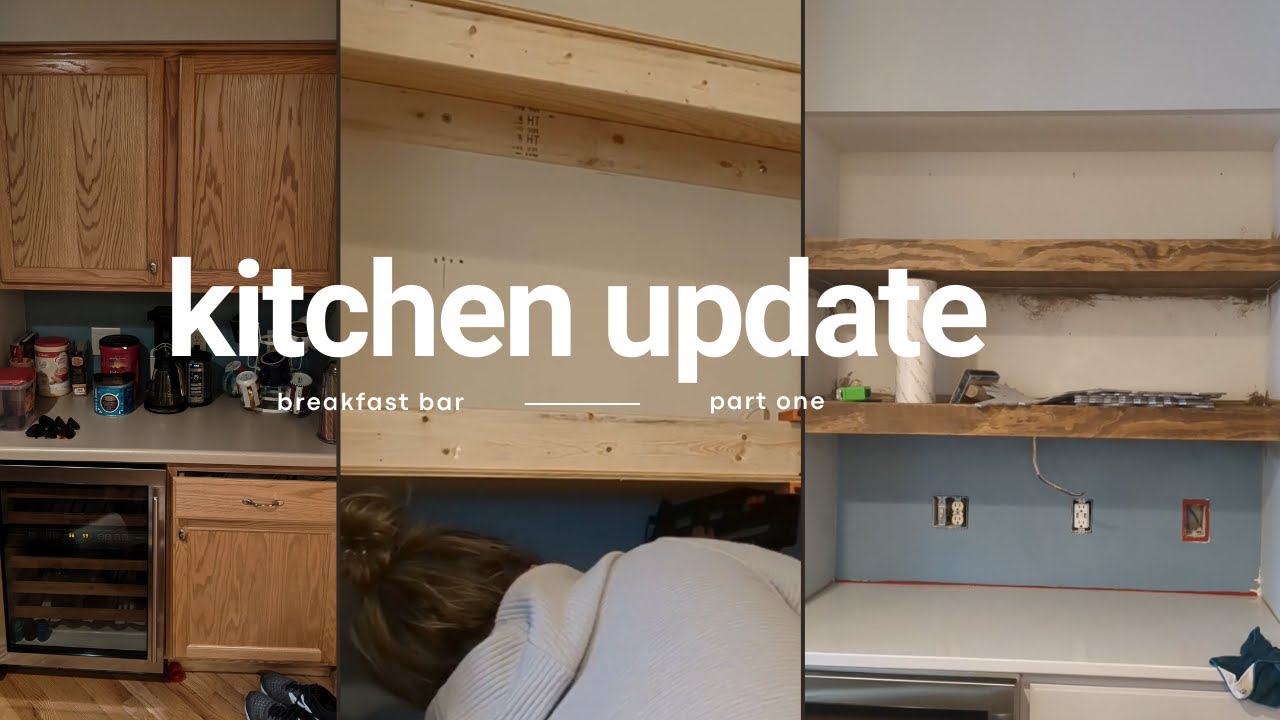 First time building floating shelves | DIY breakfast bar nook | On a budget | Part one