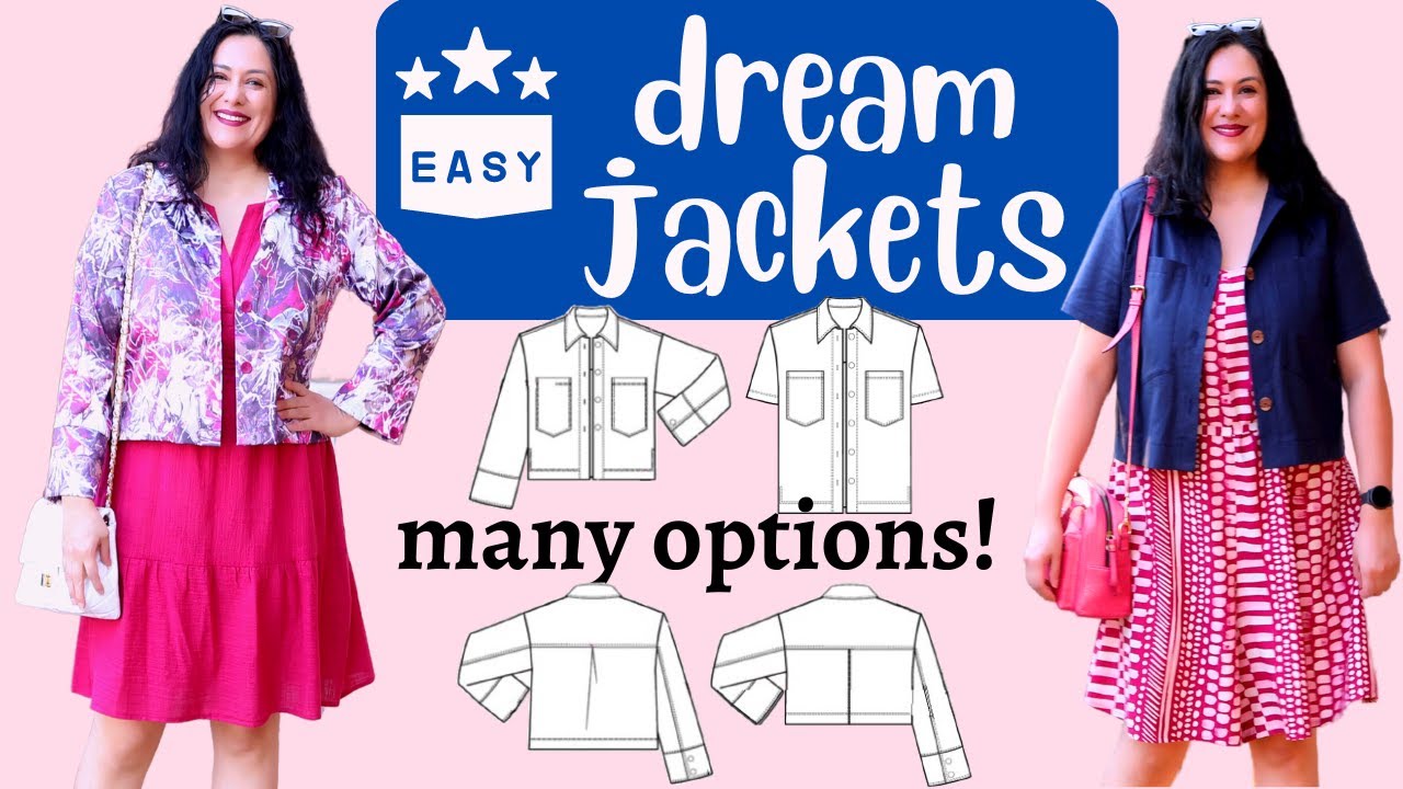 2 ADORABLE Dreamed jackets! Sateen & linen. Easy sew & lots of options. Downtown (Pattern Emporium).
