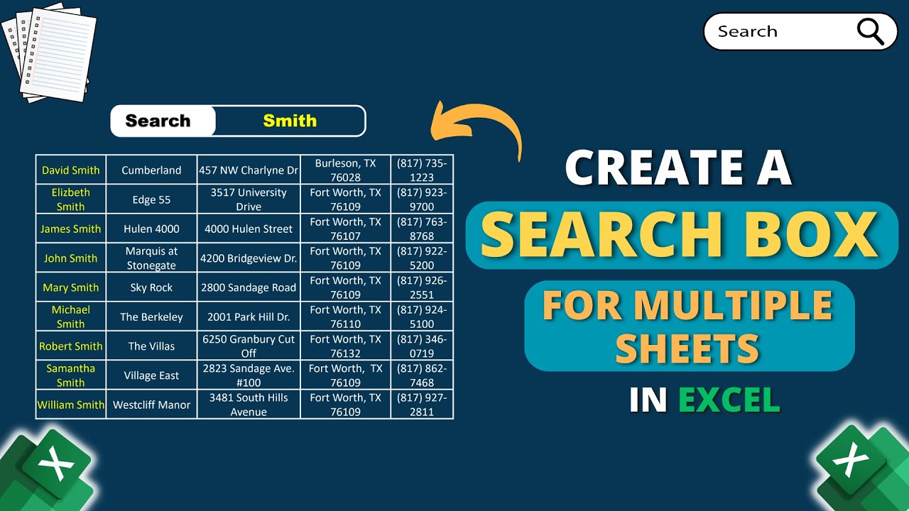 Create a Search Box for Multiple Sheets in Excel