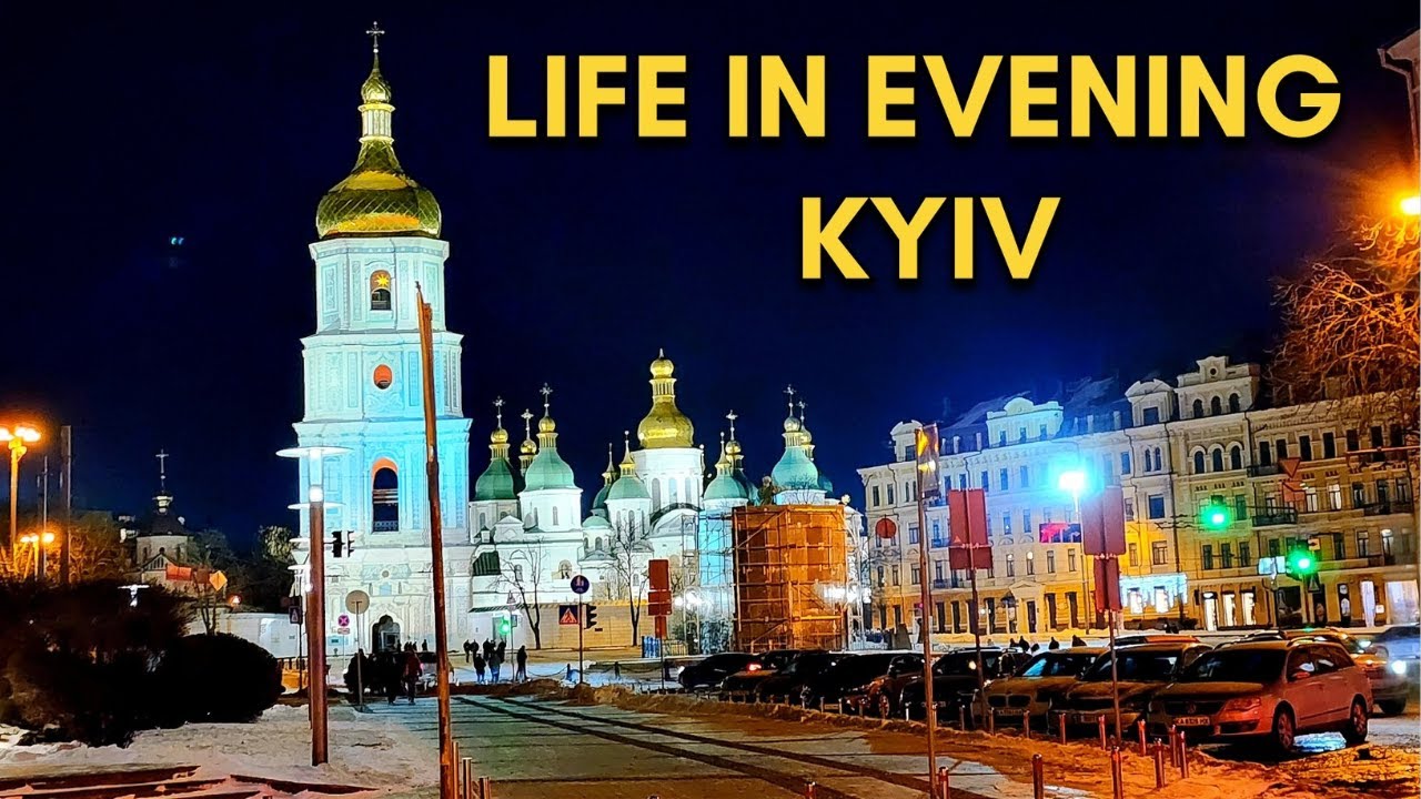 4К | Жизнь вечернего Киева | Поездка на фуникулере | Прогулка по центру города | Украина сегодня
