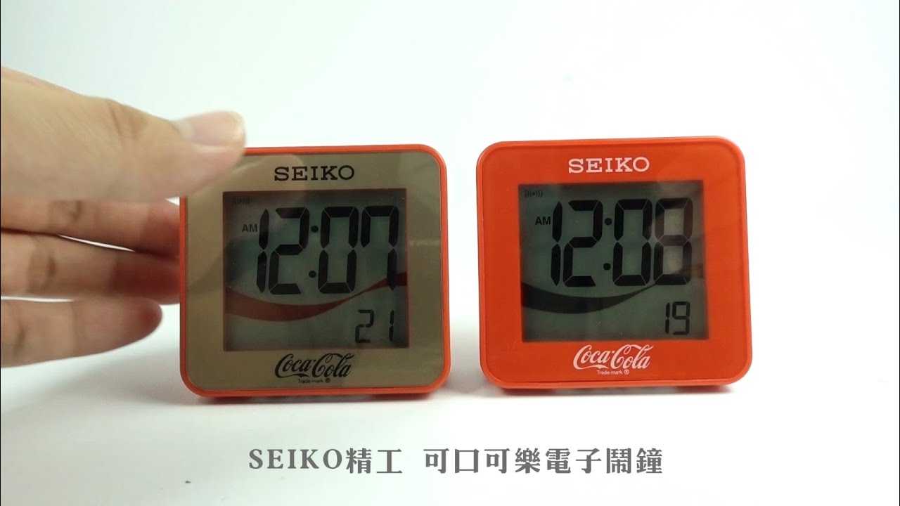 SEIKO 精工 / 可口可樂 日期 計時碼錶 貪睡鬧鈴 方形鬧鐘 電子鐘金/紅 ＃QHL903