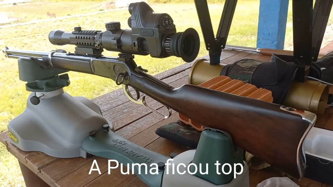 Carabina Puma com luneta e visão noturna. Ajuste da luneta. Link de compra da Pard nos comentários