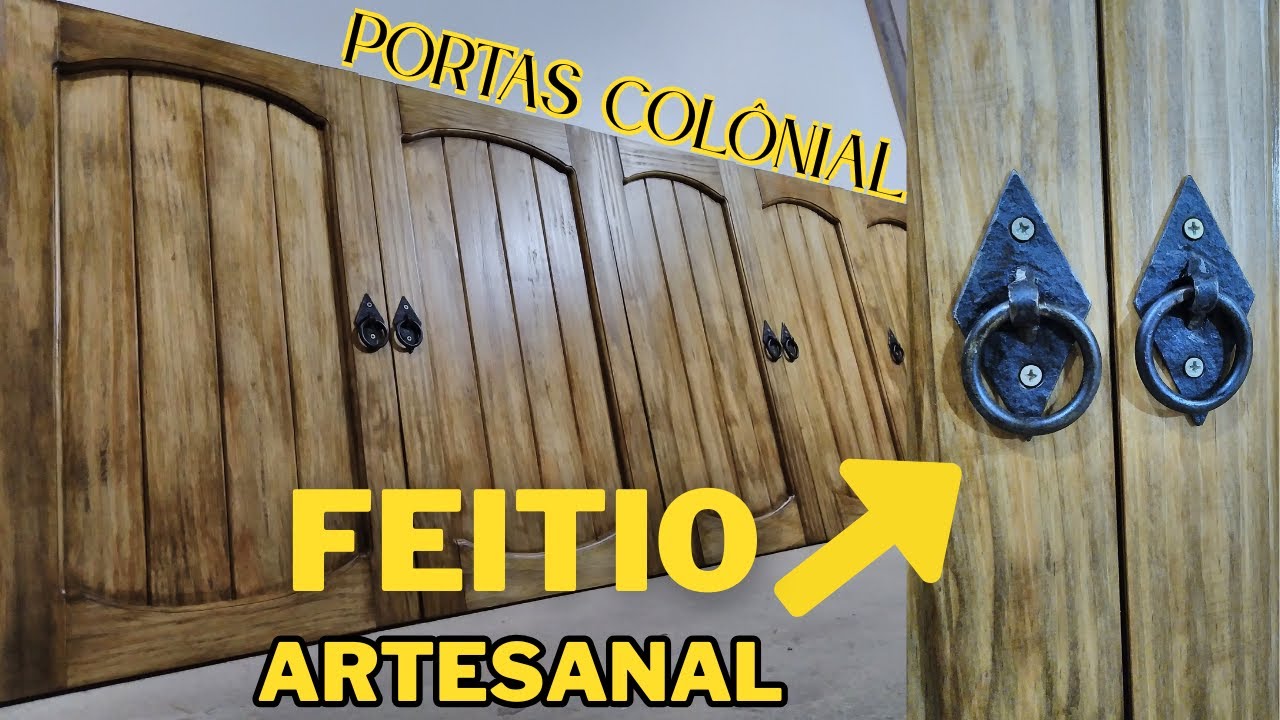 Portas colônial em pinus, para armário em alvenaria.