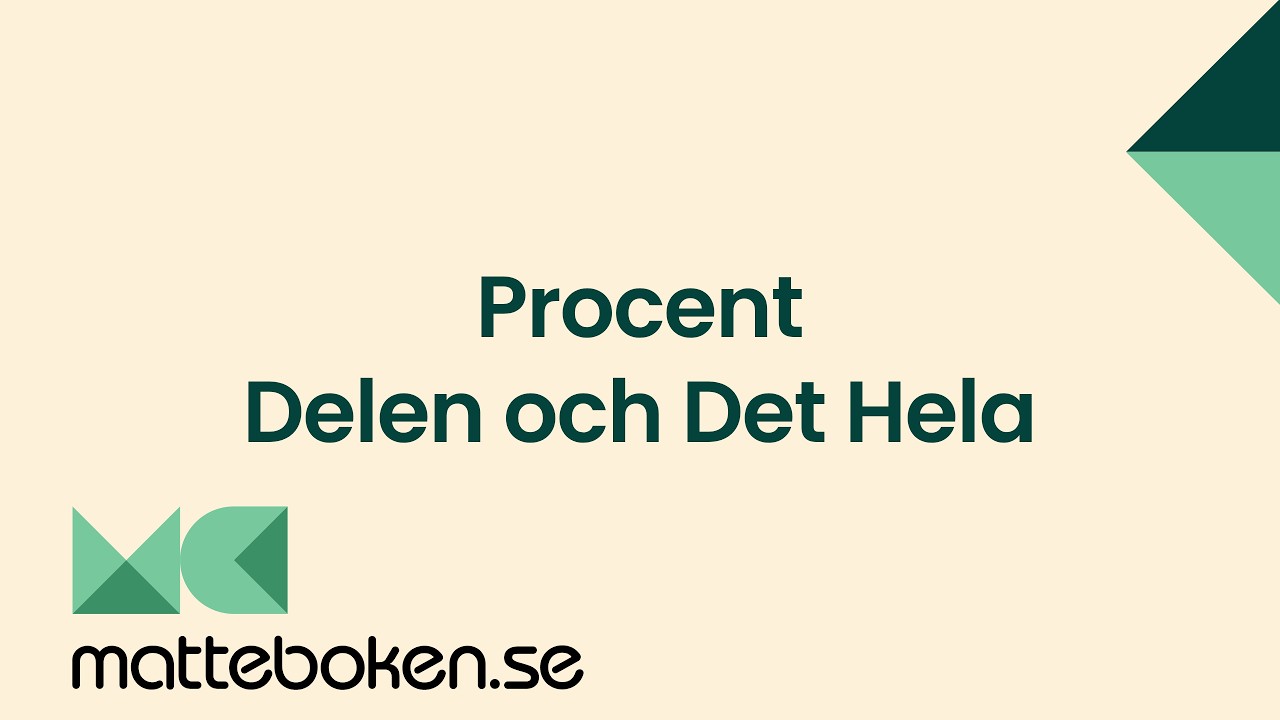 Procent, Delen och det Hela - Algebra -  Matte 1