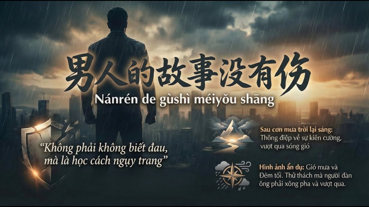 Học tiếng Trung qua bài hát ｜男人的故事没有伤｜Nán rén de gù shì méi yǒu shāng｜Chữ Hán + Pinyin