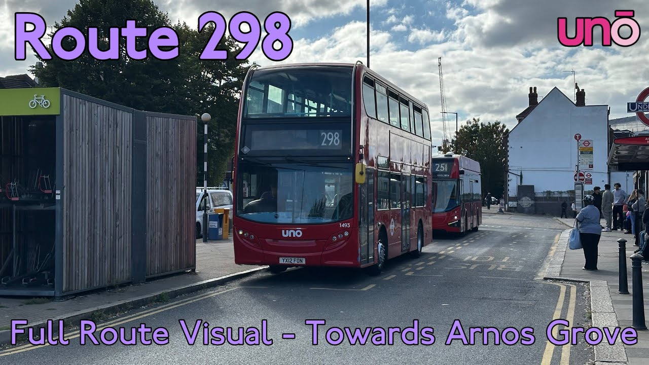 FULL ROUTE VISUAL ~ London bus Route 298 | Potters Bar - Arnos Grove | UNO (1493)