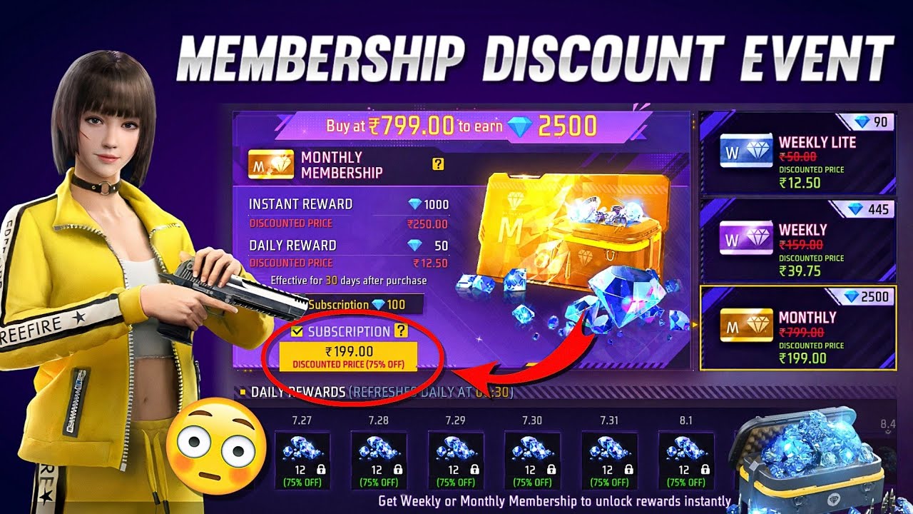Monthly Membership 50% Off Confirmed Date 🤯💥 Free Fire New Event | FF New Event