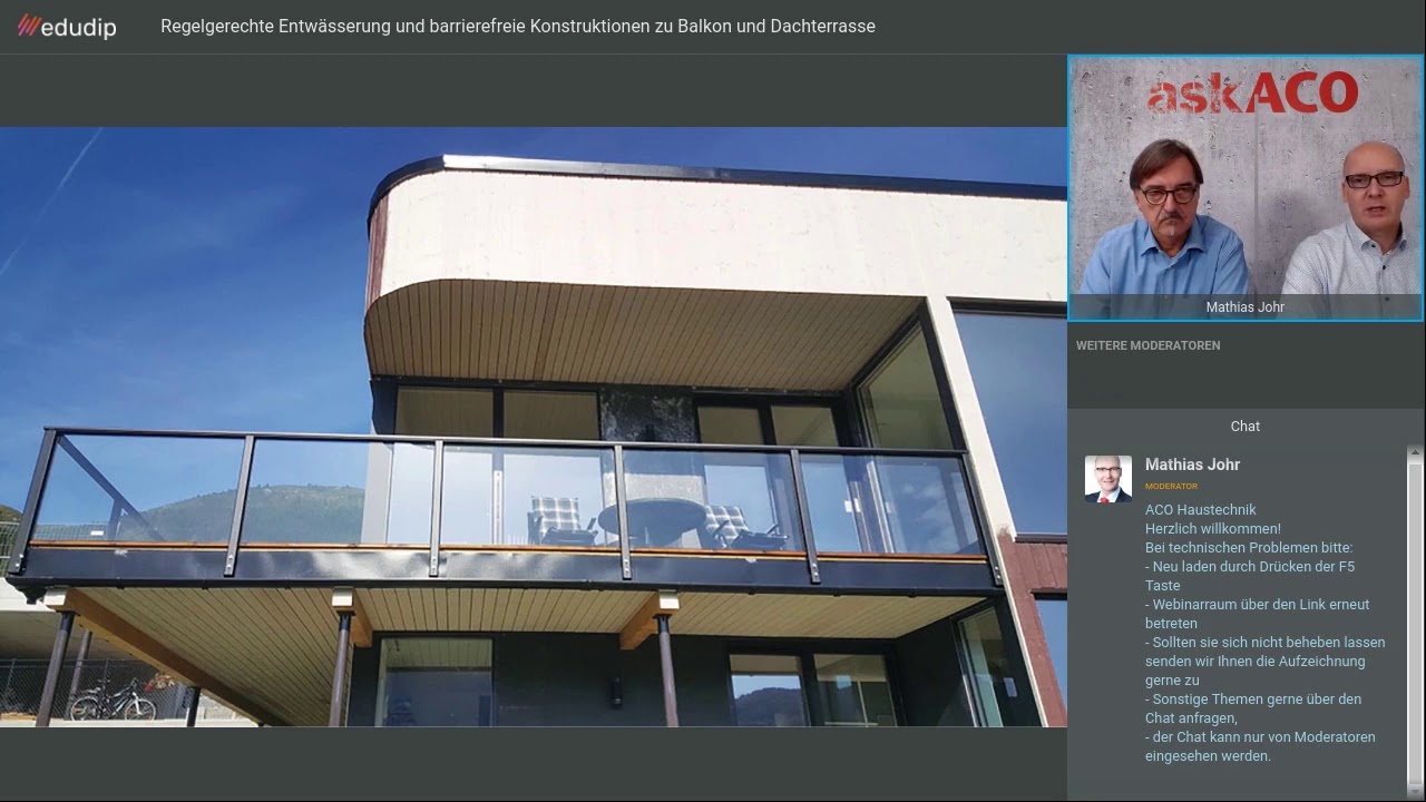 Regelgerechte Entwässerung und barrierefreie Konstruktion von Balkon und Dachterrasse