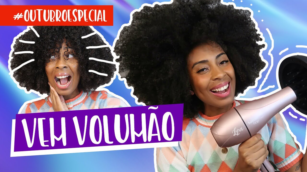 COMO DAR VOLUME NO CABELO CRESPO USANDO SECADOR #OutubroEspecial |SABRINADIBYNIS