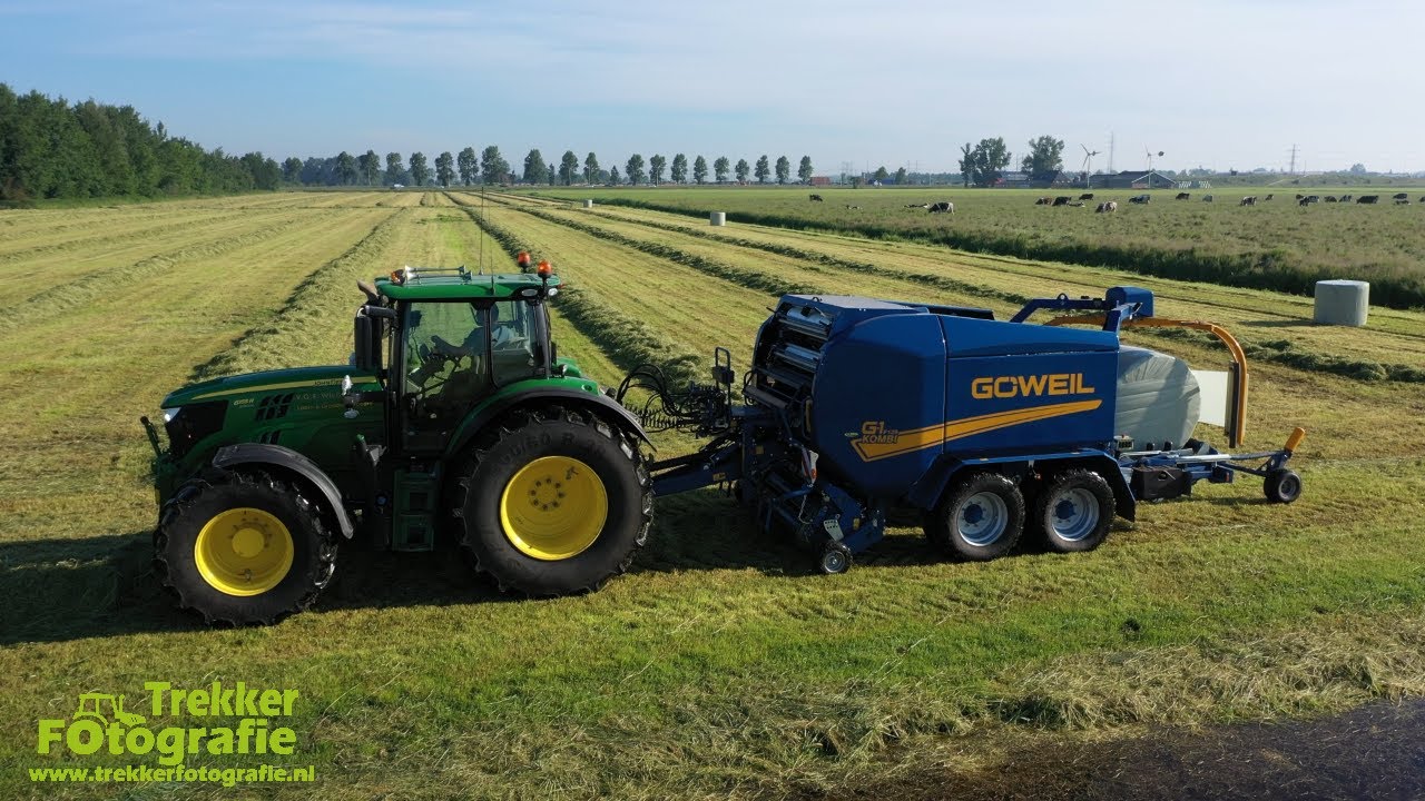 Wilgenburg aan het persen met de nieuwe GÖWEIL ronde balen pers