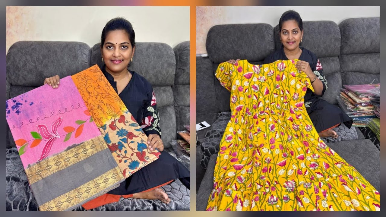 Cotton Kalamkari Sarees Card Sets n Frocks || AKKI LATEST COLLECTIONS || Live Booking ||