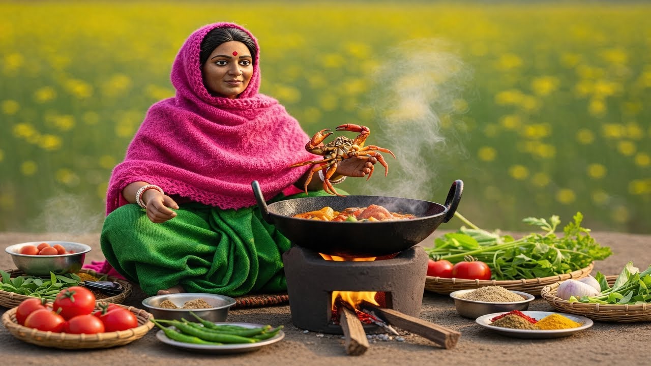 Miniature Doll Crab Cooking ASMR | Indian Village Tiny Kitchen Story