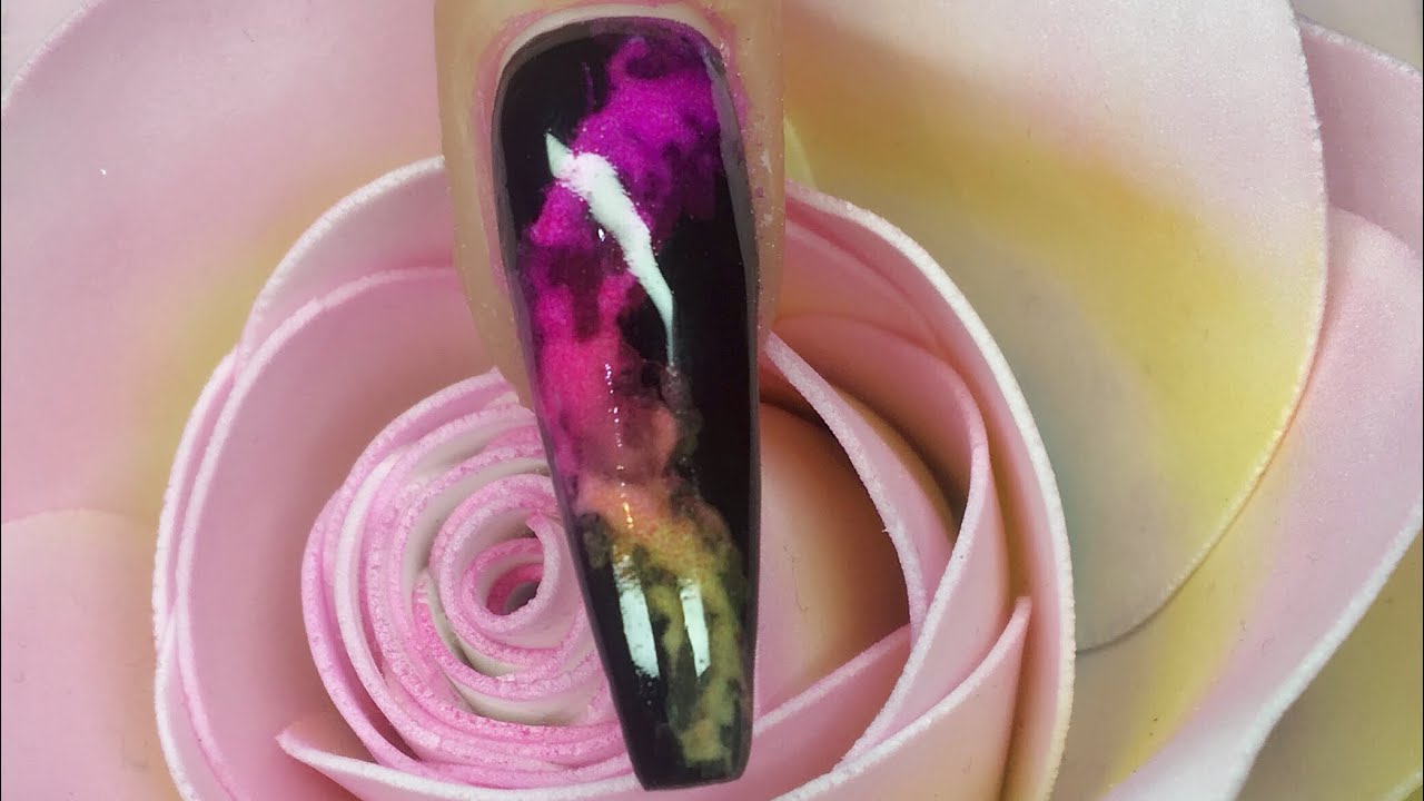 Acrylic Application | Shaping | Neon Smoke Nail