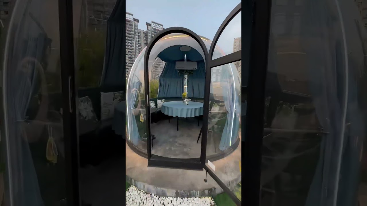 Open-air restaurant, dome design, fully transparent surroundings #decor #design #patio #outdoor