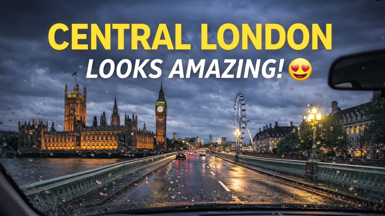 Central London Looks Incredible in the Rain 🌧️ | Thames Drive POV
