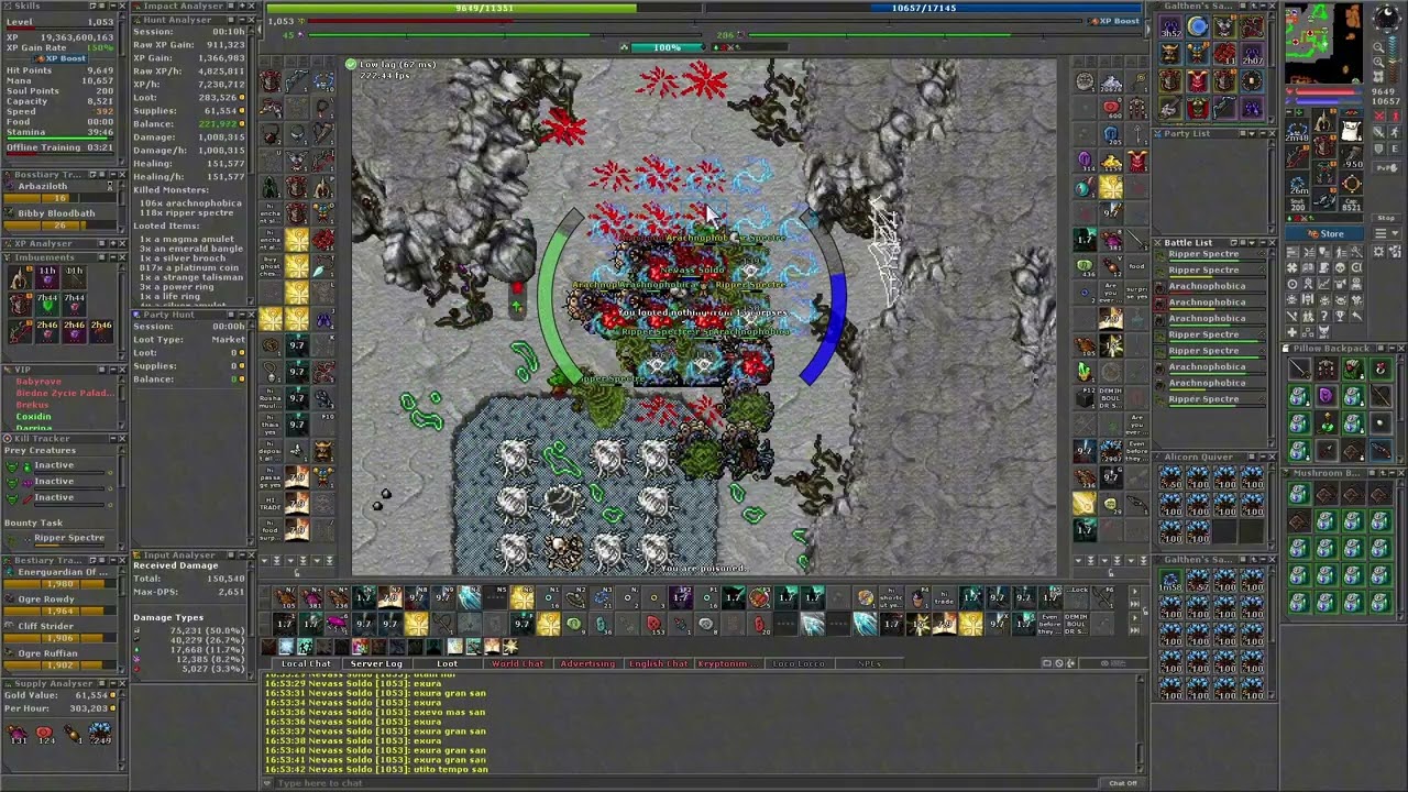 Bounty Hunt #9 Venore Ripper Spectres RP 1053 Hunt 5,4kk Raw 1,5kk Profit