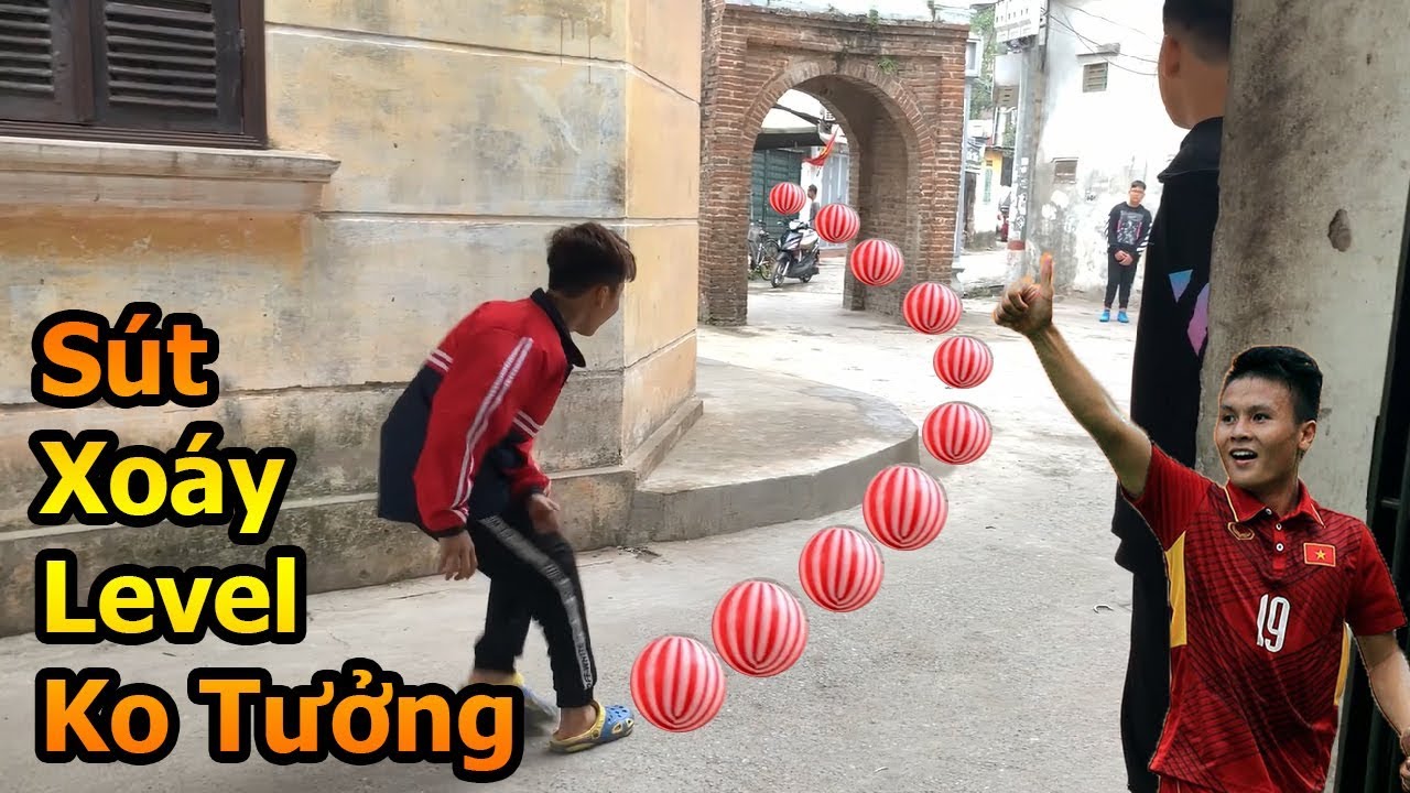 Thử Thách Bóng Đá sút xoáy cầu vồng như Quang Hải U23 Việt Nam bằng bóng nhựa mùa tết 2019