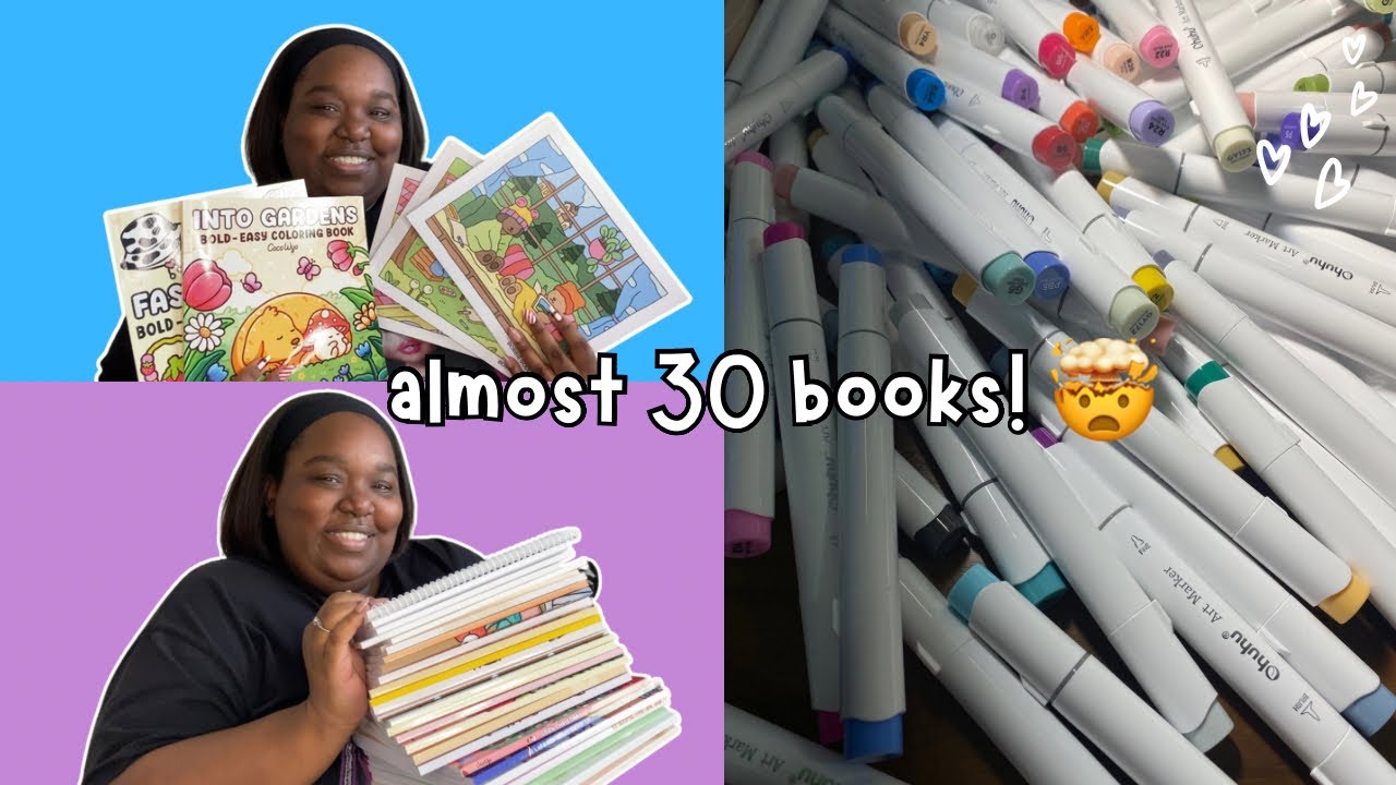 every coloring book i got in 2024 + all completed pages!