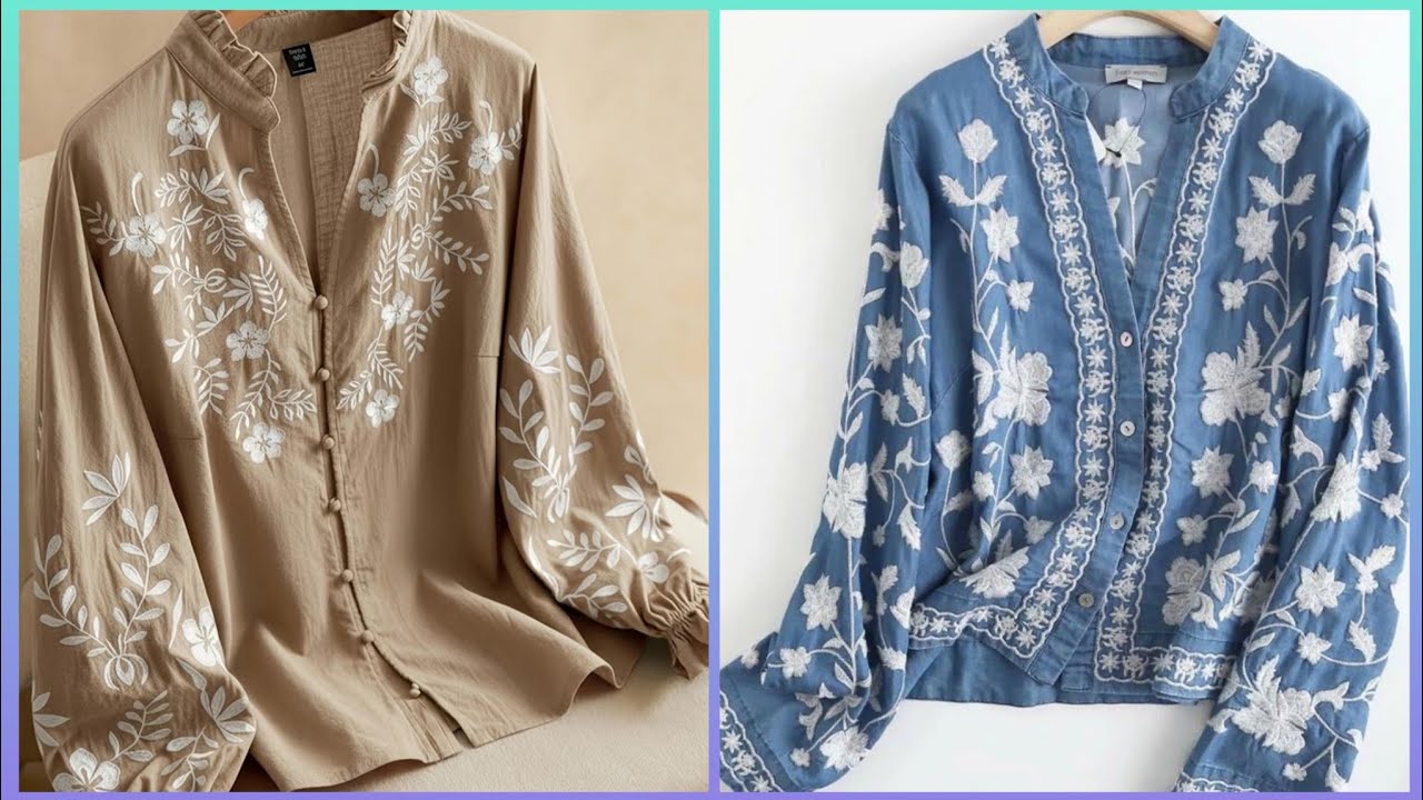 Elegant Casual Wear Embroidered Blouse Shirt & Top Style For Women's 2026